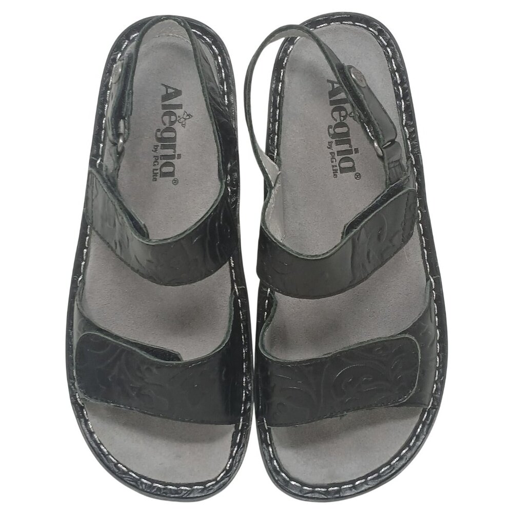 Alegria VERONA PG Lite Womens Sz 38 US 8-8.5 Black Embossed Sandals VER-691 #8 - Picture 12 of 12